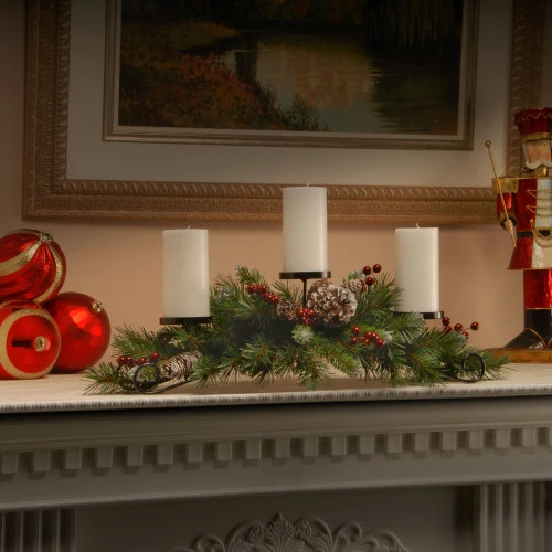 Christmas Central 30" Frosted Berry Artificial Christmas Centerpiece And Candle Holder 4 Christmas Central 30" Frosted Berry Artificial Christmas Centerpiece And Candle Holder - Image 2