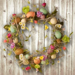 Christmas Central Garden Accents Easter Egg Wreath - 18-Inch -Christmas Central dnat gae30 18wef 3 40095.1645838127