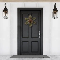 Christmas Central Pre-Lit Frosted Pinecone Artificial Christmas Star Wreath, 14-Inch, White Lights -Christmas Central dnat gb1 300l 14sb 1 3 41205.1664990321