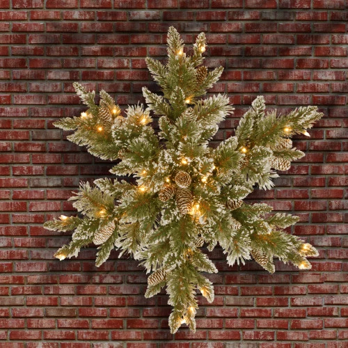 Christmas Central 32" Pre-Lit Glittery Bristle Pine Snowflake, LED Lights 5 Christmas Central 32" Pre-Lit Glittery Bristle Pine Snowflake, LED Lights - Image 3