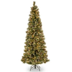 Christmas Central 7.5β Pre-Lit Glittery Bristle Pine Artificial Christmas Tree, Clear Lights