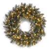 Christmas Central Pre-Lit Frosted Bristle Artificial Pine Christmas Wreath, 24-Inch, White LED Lights -Christmas Central dnat gb3 319 24w 6 1 92689.1631811180