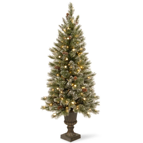 Christmas Central 4’ Pre-Lit Glittery Bristle Entrance Artificial Christmas Tree, Warm White LED Lights 3 Christmas Central 4’ Pre-Lit Glittery Bristle Entrance Artificial Christmas Tree, Warm White LED Lights