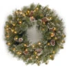 Christmas Central Pre-Lit Glittery Pine Artificial Christmas Wreath, 24-Inch, Clear Lights -Christmas Central dnat gp1 300 24w 1 1 68025.1670489777