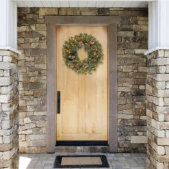 Christmas Central Pre-Lit Glittery Pine Artificial Christmas Wreath, 24-Inch, Clear Lights -Christmas Central dnat gp1 300 24w 1 3 42995.1670489777