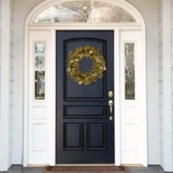 Christmas Central Pre-Lit Pomegranate Pine Artificial Christmas Wreath - 24-Inch, Warm White LED Lights -Christmas Central dnat gtp1 300 24w b1 3 46015.1689950443