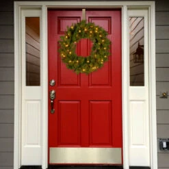 Christmas Central Pre-Lit Kincaid Spruce Artificial Christmas Wreath, 24-Inch, White LED Lights -Christmas Central dnat kcdr 24wlo 1 3 29640.1631896531