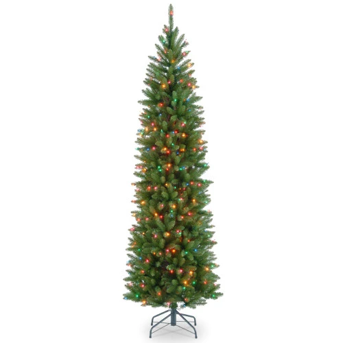 Christmas Central 7’ Pre-lit Kingswood Fir Pencil Artificial Christmas Tree, Multicolor Lights 3 Christmas Central 7’ Pre-lit Kingswood Fir Pencil Artificial Christmas Tree, Multicolor Lights