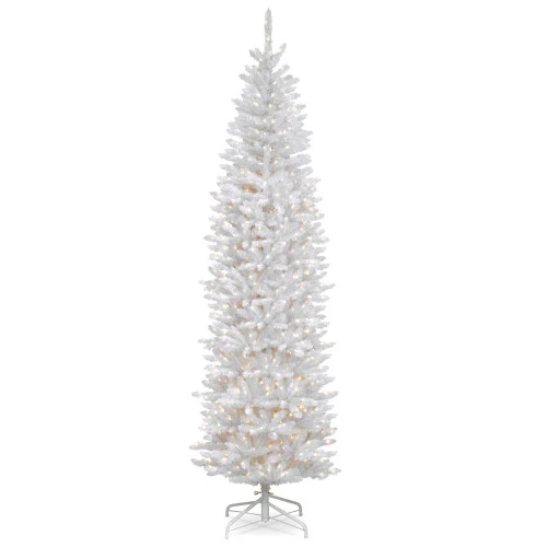 Christmas Central 7.5’ Pre-Lit White Kingswood Fir Slim Artificial Christmas Tree, White Lights 3 Christmas Central 7.5’ Pre-Lit White Kingswood Fir Slim Artificial Christmas Tree, White Lights