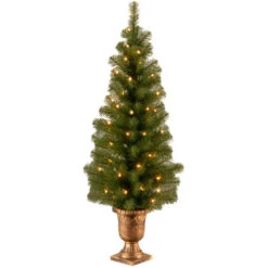 Christmas Central 4’ Pre-Lit Potted Montclair Spruce Artificial Christmas Tree, Clear Lights