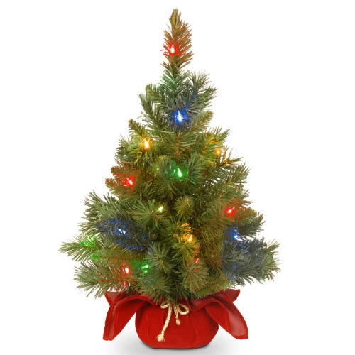 Christmas Central 2' Pre-Lit Potted Majestic Fir Full Artificial Christmas Tree, Multicolor LED Lights 3 Christmas Central 2' Pre-Lit Potted Majestic Fir Full Artificial Christmas Tree, Multicolor LED Lights