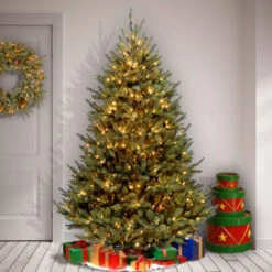 Christmas Central 9’ Pre-Lit Medium Natural Fraser Fir Artificial Christmas Tree, White Lights -Christmas Central dnat naffmh1 90lo s2 3 19057.1670489774