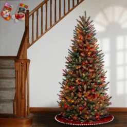 Christmas Central 7’ Pre-Lit Slim Natural Fraser Artificial Christmas Tree, Multicolor Lights -Christmas Central dnat naffslh1 70rlo 3 87731.1631812640