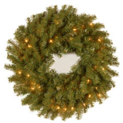 Christmas Central Pre-Lit Norwood Fir Artificial Christmas Wreath, 24-Inch, Clear Lights