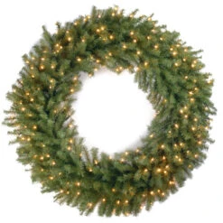 Christmas Central Pre-Lit Norwood Fir Artificial Christmas Wreath, 48-Inch, Clear Lights