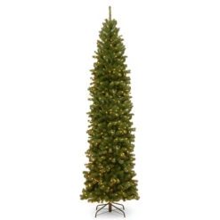 Christmas Central 9’ Pre-lit Slim North Valley Spruce Artificial Christmas Tree, Clear Lights