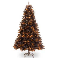 Christmas Central 6.5’ Pre-Lit North Valley Black Spruce Artificial Christmas Tree - Orange Lights
