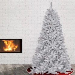 Christmas Central 7.5’ Pre-Lit White Slim North Valley Spruce Artificial Christmas Tree, Clear Lights -Christmas Central dnat nrvw7 302 75 3 55629.1631812344