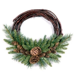 Christmas Central Pinecone Grapevine Artificial Christmas Wreath, 16-Inch, Unlit