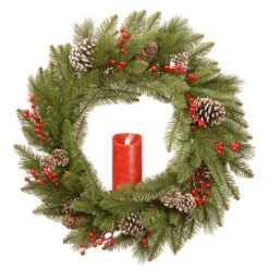 Christmas Central Bristle Berry Artificial Christmas Wreath, 24-Inch, Unlit