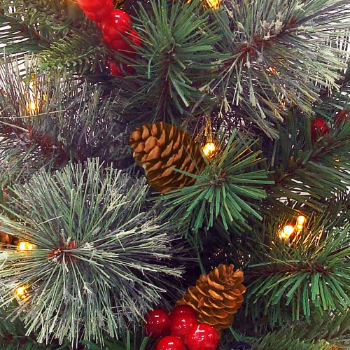 Christmas Central 2' Pre-lit Potted Colonial Fir Medium Artificial Christmas Tree, White LED Lights 4 Christmas Central 2' Pre-lit Potted Colonial Fir Medium Artificial Christmas Tree, White LED Lights - Image 2