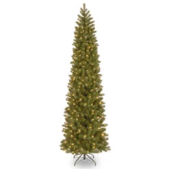 Christmas Central 9’ Pre-Lit Slim Downswept Douglas Fir Artificial Christmas Tree, Clear Lights