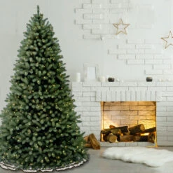 Christmas Central 6.5’ Pre-Lit Full Downswept Douglas Fir Artificial Christmas Tree, White Lights -Christmas Central dnat peddb1 312 65 3 58576.1631812653