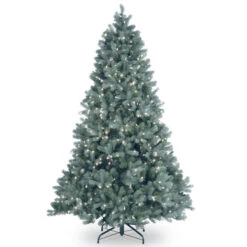 Christmas Central 7’ Pre-Lit Downswept Douglas Blue Fir Artificial Christmas Tree – Clear Lights