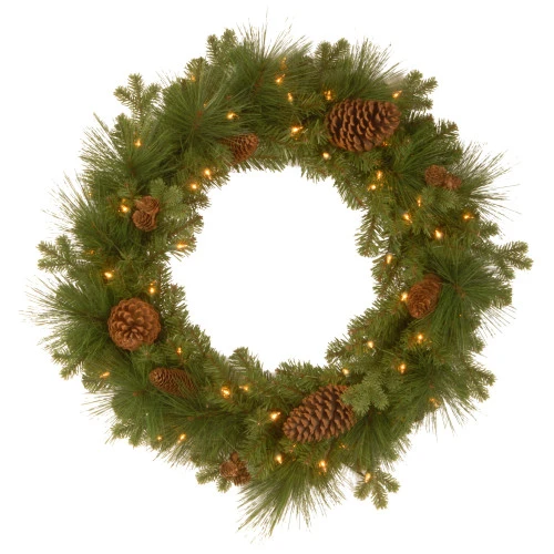 Christmas Central 24" Pre-Lit Eastwood Spruce Artificial Christmas Wreath, White LED Lights 3 Christmas Central 24" Pre-Lit Eastwood Spruce Artificial Christmas Wreath, White LED Lights