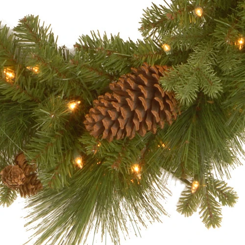 Christmas Central 24" Pre-Lit Eastwood Spruce Artificial Christmas Wreath, White LED Lights 4 Christmas Central 24" Pre-Lit Eastwood Spruce Artificial Christmas Wreath, White LED Lights - Image 2