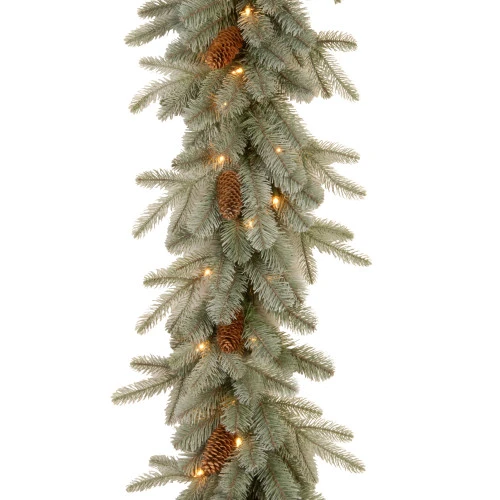 Christmas Central 9' X 12" Pre-Lit Arctic Spruce Artificial Christmas Garland, Clear Lights 3 Christmas Central 9' X 12" Pre-Lit Arctic Spruce Artificial Christmas Garland, Clear Lights