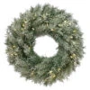 Christmas Central Pre-Lit Snowy Stonington Fir Artificial Christmas Wreath, 24-Inch, Warm White Lights