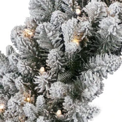 Christmas Central Pre-Lit Snowy Iceland Fir Artificial Christmas Wreath, 24-Inch, Warm White Lights -Christmas Central dnat peil2 300 24wb1 3 91364.1631811755