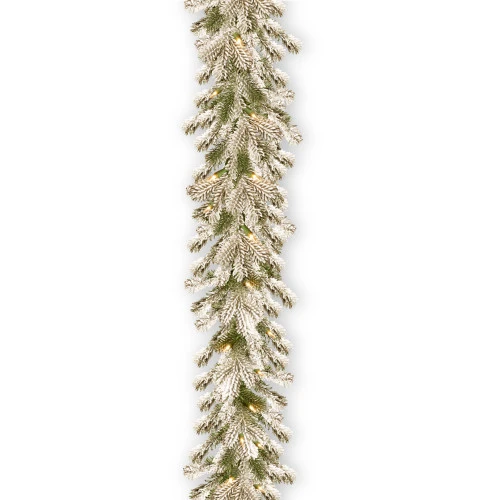 Christmas Central 9' X 12" Pre-Lit Snowy Sheffield Spruce Artificial Christmas Garland, Clear Lights 3 Christmas Central 9' X 12" Pre-Lit Snowy Sheffield Spruce Artificial Christmas Garland, Clear Lights