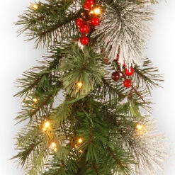 Christmas Central 9' X 12" Pre-Lit Wintry Berry Artificial Christmas Garland, Clear Lights -Christmas Central dnat pewt 300 9b 1 3 12317.1671094453
