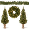 Christmas Central Set Of 4 Pre-Lit Evergreen Artificial Christmas Set, 50 Warm White LED Lights, 9' -Christmas Central dnat pro7 asst 10 1 78078.1587645158