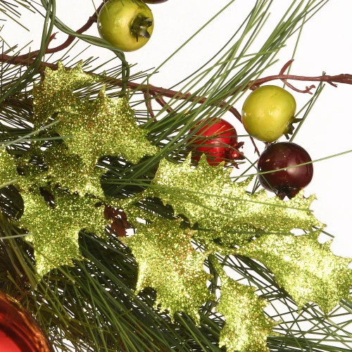 Christmas Central Pre-Lit Bristle Berry And Ball Ornament Artificial Christmas Wreath, 30-Inch, White Lights 4 Christmas Central Pre-Lit Bristle Berry And Ball Ornament Artificial Christmas Wreath, 30-Inch, White Lights - Image 2