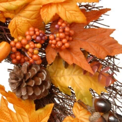 Christmas Central Maple Leaves And Pumpkins Halloween Wreath, Orange And Yellow 24-Inch -Christmas Central dnat rahv 8857732w24 3 08502.1664726076