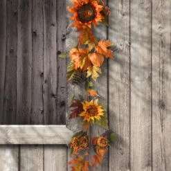 Christmas Central 6' Fall Harvest Sunflower And Pine Cones Artificial Garland – Unlit -Christmas Central dnat rahv hyx0260a 5 82984.1664379974