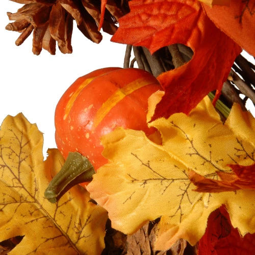 Christmas Central Orange And Green Maple Leaves Artificial Autumn Wreath - 26-Inch, Unlit 4 Christmas Central Orange And Green Maple Leaves Artificial Autumn Wreath - 26-Inch, Unlit - Image 2