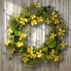 Christmas Central Yellow And Green Cosmos Flowers Artificial Wreath - 22-Inch, Unlit -Christmas Central dnat ras cdf5739w 1 3 86582.1587644856