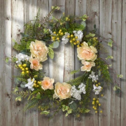 Christmas Central Yellow And Green Spring Flower Artificial Wreath - 20-Inch, Unlit -Christmas Central dnat ras gfiw5015 1 3 60229.1587645145