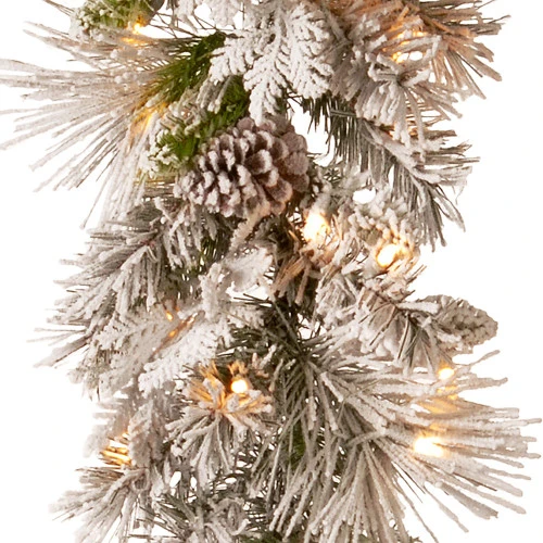 Christmas Central 9' X 12" Pre-Lit Snowy Bedford Pine Artificial Christmas Garland, Warm White LED Lights 5 Christmas Central 9' X 12" Pre-Lit Snowy Bedford Pine Artificial Christmas Garland, Warm White LED Lights - Image 3