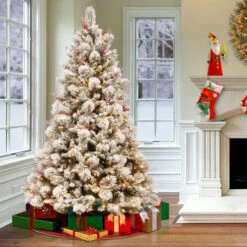Christmas Central 7.5’ Pre-Lit Snowy Bedford Pine Artificial Christmas Tree, White Lights 6 Christmas Central 7.5’ Pre-Lit Snowy Bedford Pine Artificial Christmas Tree, White Lights -Christmas Central dnat sbe1 309 75 2 74020.1631812674