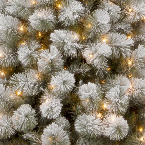 Christmas Central 7.5’ Pre-Lit Slim Snowy Bristle Pine Artificial Christmas Tree, Clear Lights 5 Christmas Central 7.5’ Pre-Lit Slim Snowy Bristle Pine Artificial Christmas Tree, Clear Lights - Image 3