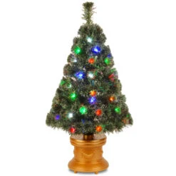 Christmas Central 3' Pre-lit Potted Fiber Optic Medium Artificial Christmas Tree, Multicolor Lights