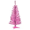 Christmas Central 4' Pre-Lit Medium Pink Tinsel Artificial Christmas Tree, Clear Lights