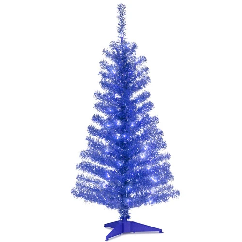 Christmas Central 4' Pre-Lit Medium Blue Tinsel Artificial Christmas Tree, Clear Lights 3 Christmas Central 4' Pre-Lit Medium Blue Tinsel Artificial Christmas Tree, Clear Lights