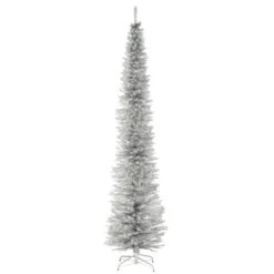 Christmas Central 9' Silver Pencil Tinsel Artificial Christmas Tree, Unlit