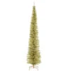 Christmas Central 9' Pencil Champagne Gold Tinsel Artificial Christmas Tree, Unlit
